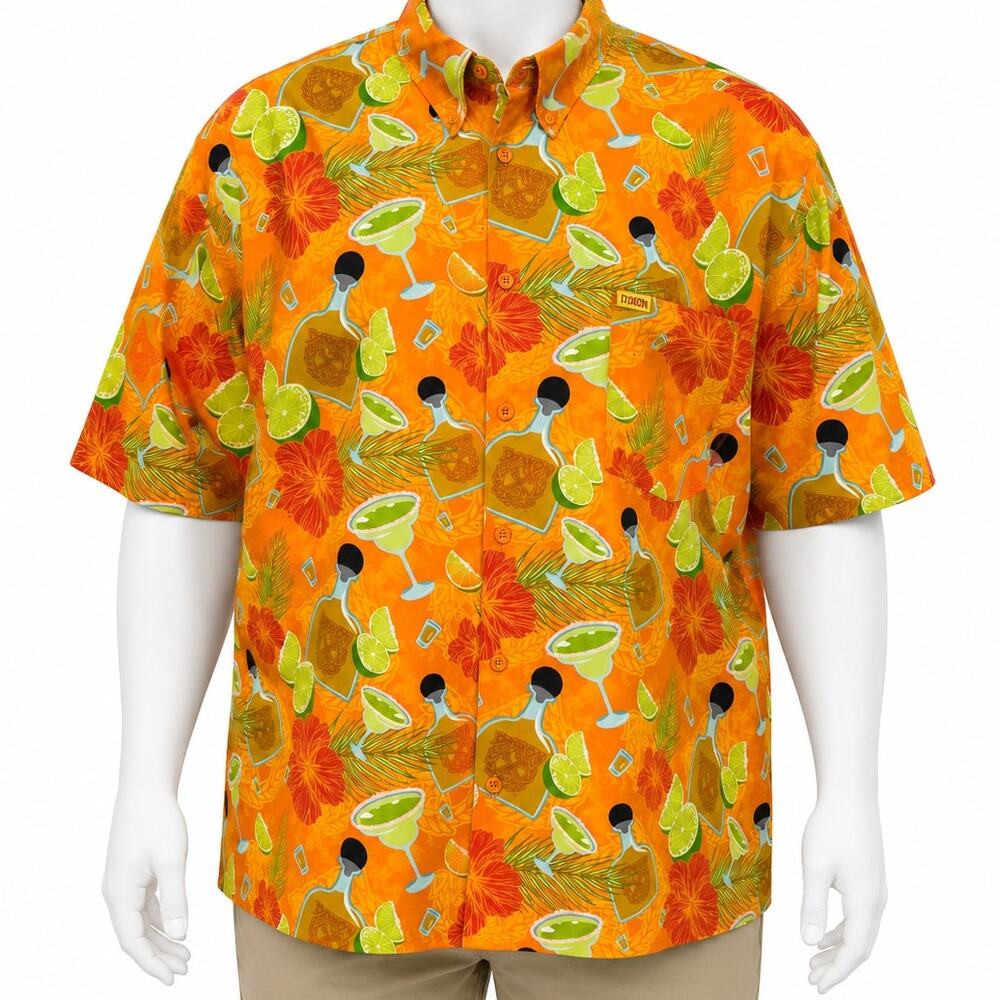 Dixxon The Griego Mens Size 5X Orange Anejo Tequila Margarita Hawaiian Shirt
